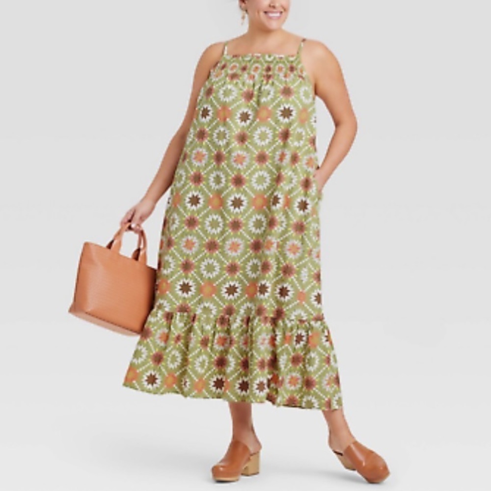 Universal Thread Olive Floral Maxi Dress